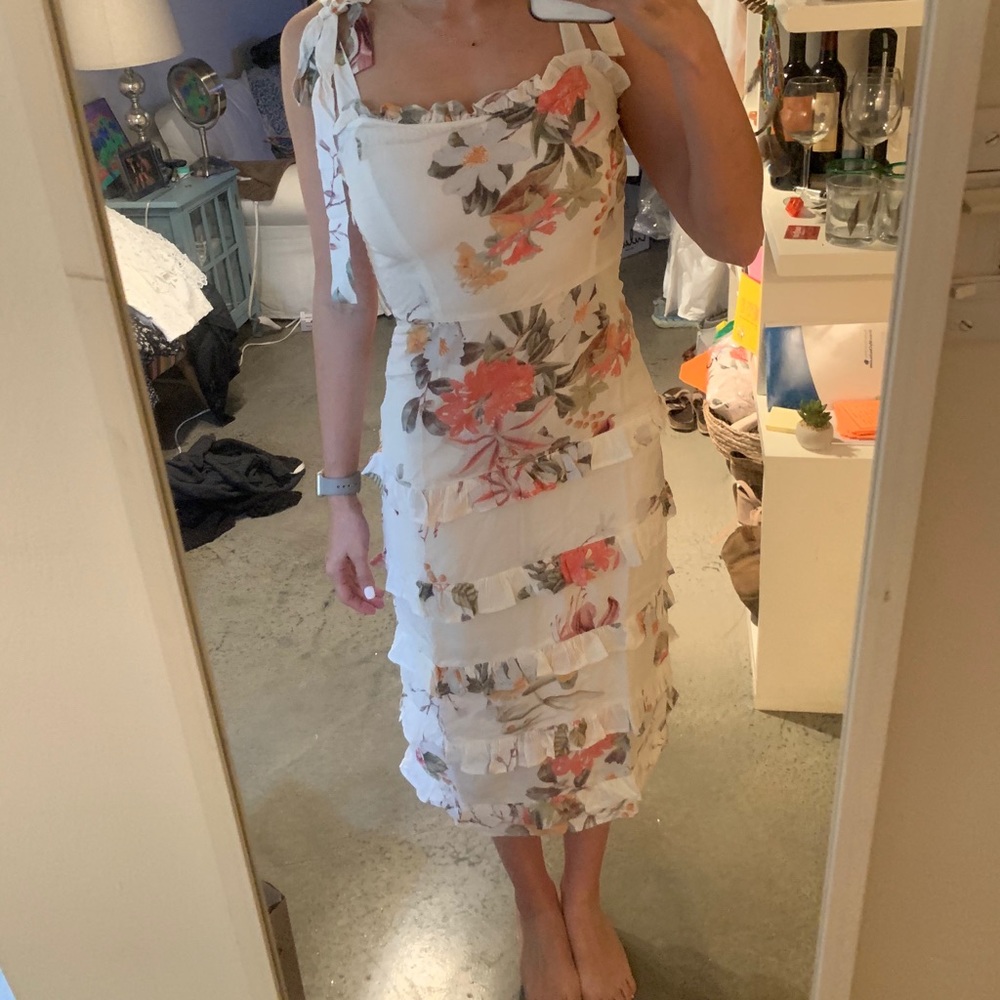 Plum Pretty Sugar floral ruffled midi dress